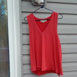LOFT Red Asymmetrical Cut-Out Tank Top Large